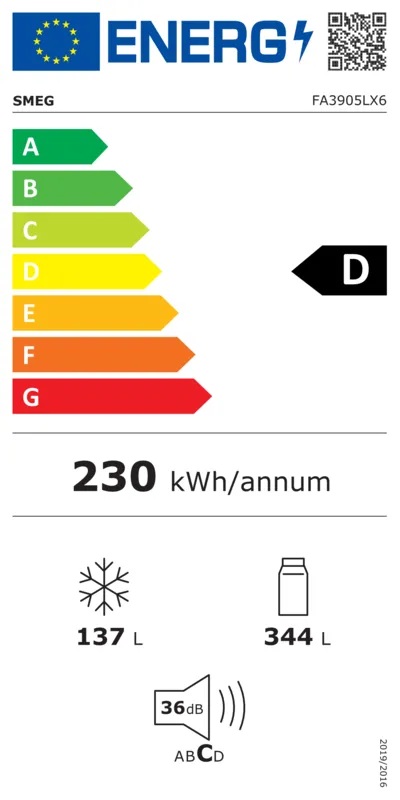 Smeg FA3905LX6 energielabel