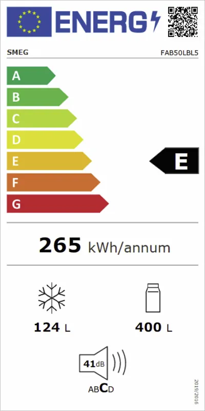 Smeg FAB50LBL5 energielabel