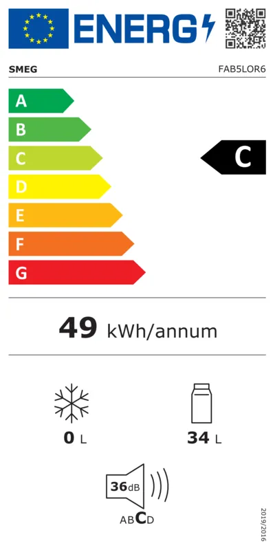 Smeg FAB5LOR6 energielabel