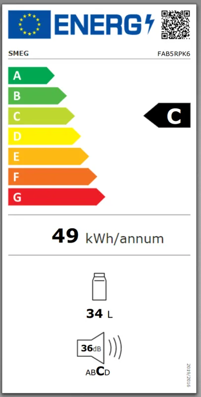 Smeg FAB5RPK6 energielabel