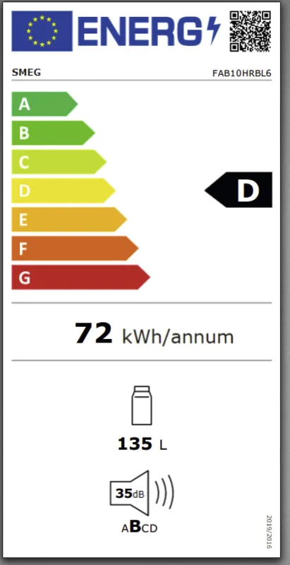 Smeg FAB10HRBL6 energielabel