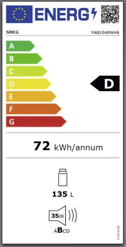 Smeg FAB10HRWH6 energielabel