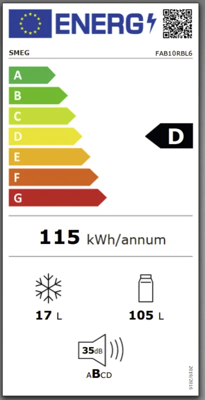 Smeg FAB10RBL6 energielabel
