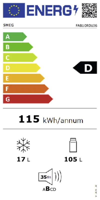 Smeg FAB10RDUJ6 energielabel