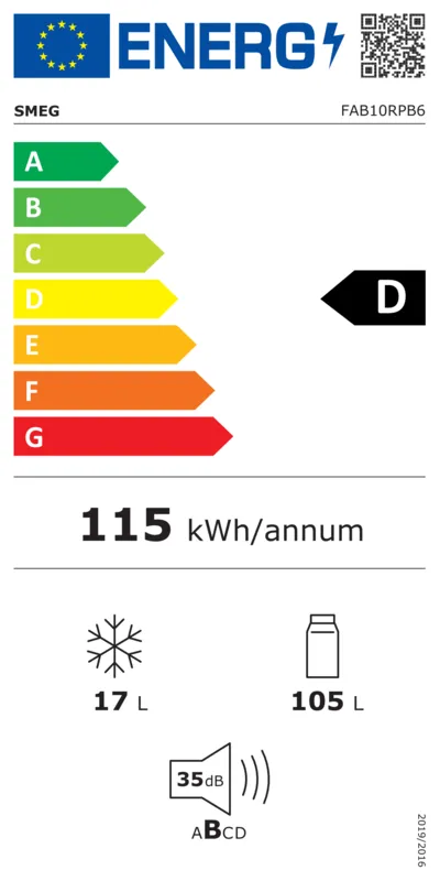 Smeg FAB10RPB6 energielabel