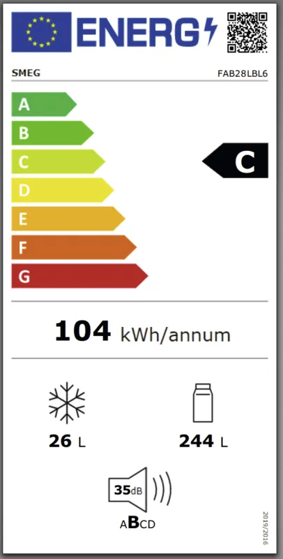 Smeg FAB28LBL6 energielabel