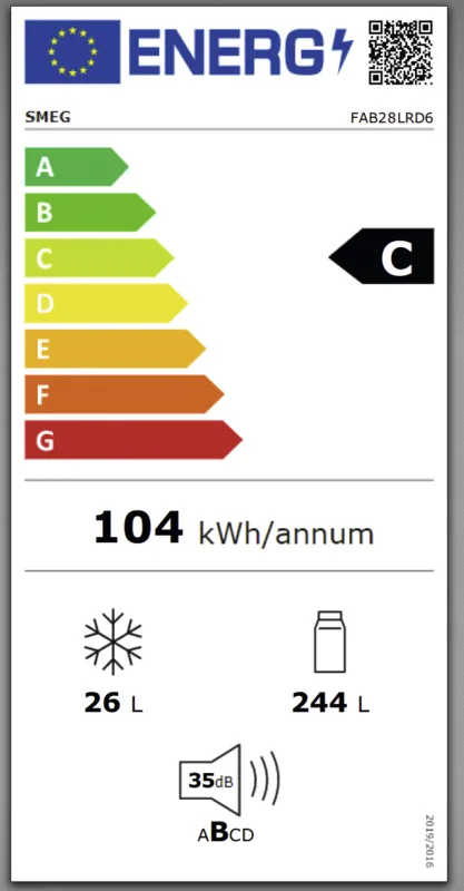 Smeg FAB28LRD6 energielabel
