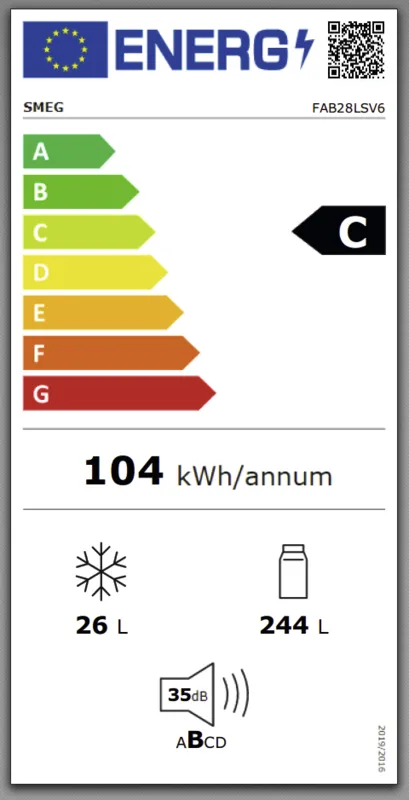 Smeg FAB28LSV6 energielabel