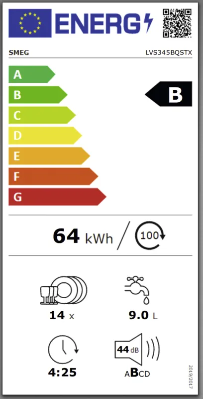 Smeg LVS345BQSTX energielabel