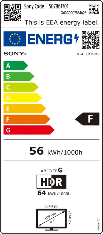 Sony K43XR39M2PB energielabel