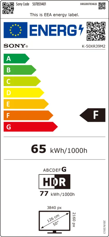 Sony K50XR39M2PB energielabel