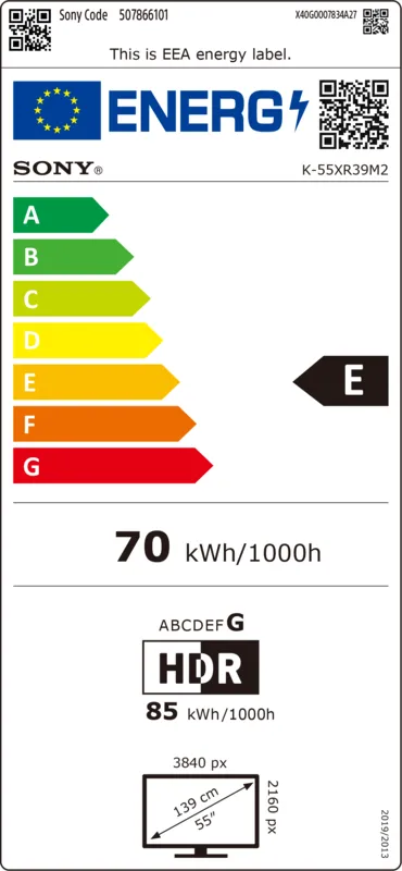 Sony K55XR39M2PB energielabel
