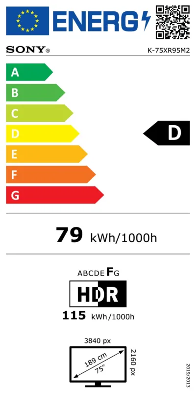 Sony K75XR95M2PB energielabel