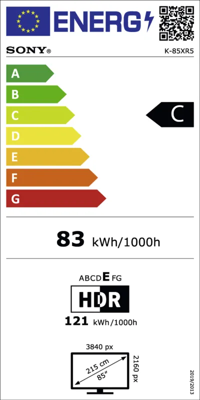 Sony K85XR59BP.CEI energielabel