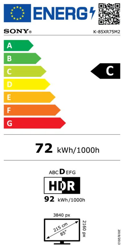 Sony K85XR75M2PB energielabel