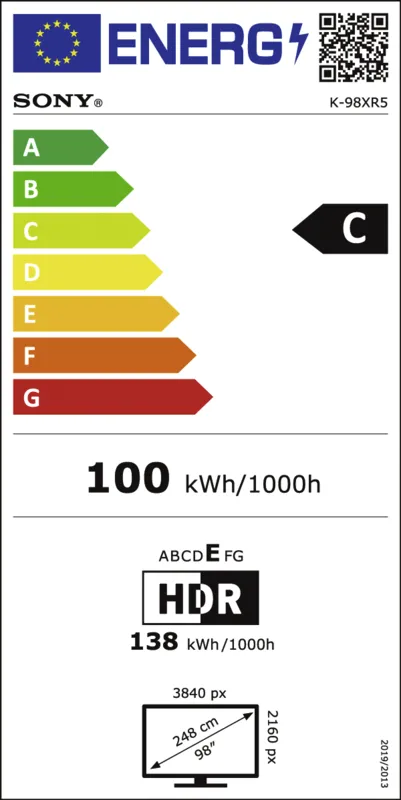 Sony K98XR55BP.CEI energielabel