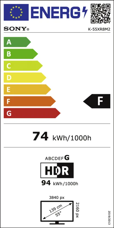 Sony K55XR8M25PB.CEI energielabel