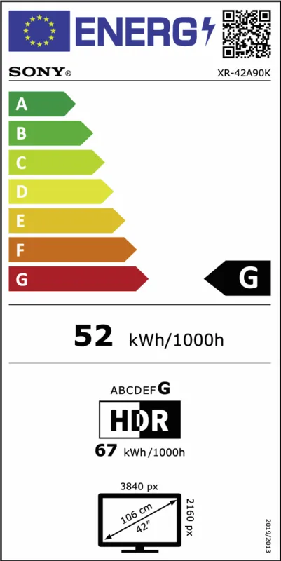 Sony XR42A90KAEP energielabel