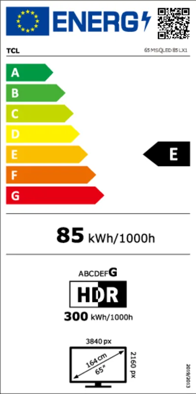 TCL 65MQLED85L energielabel