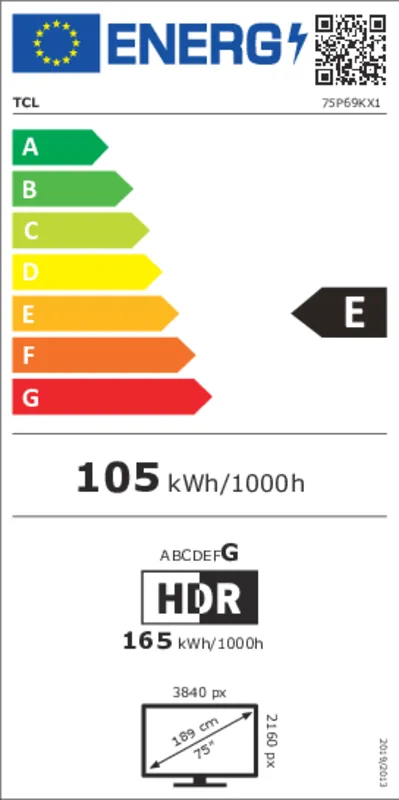 TCL 75P69K energielabel