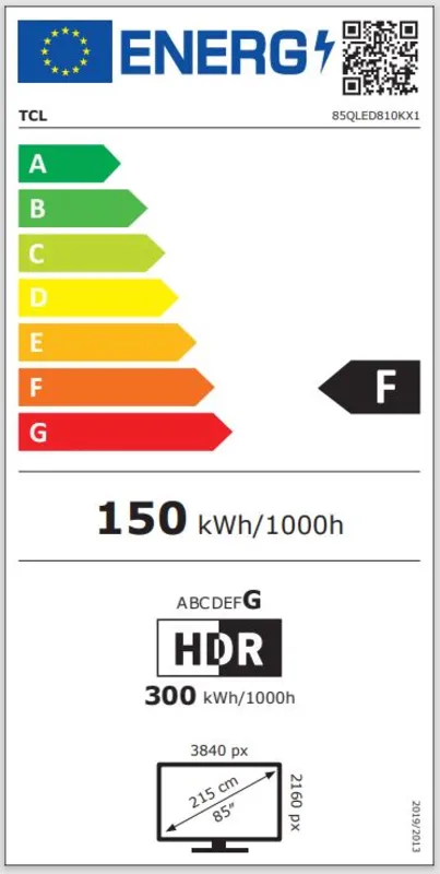 TCL 85QLED810K energielabel