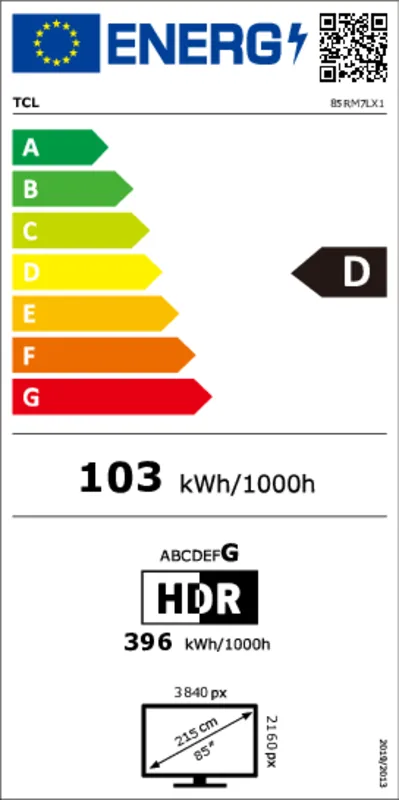 TCL 85RM7L energielabel