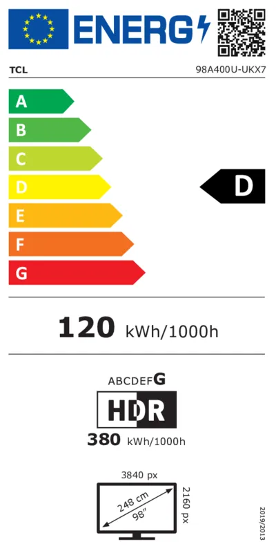 TCL 98A400U energielabel