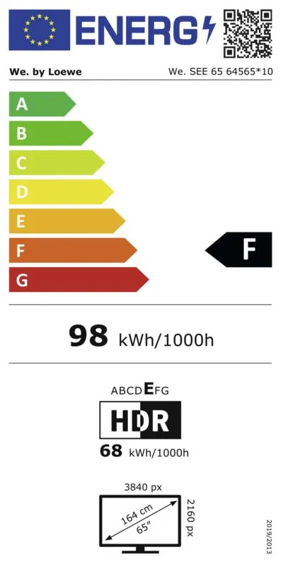 We by Loewe We. SEE 65 oled Coal Black + We. HEAR 2 Storm Grey energielabel