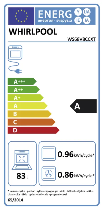 Whirlpool WS68V8CCXT energielabel