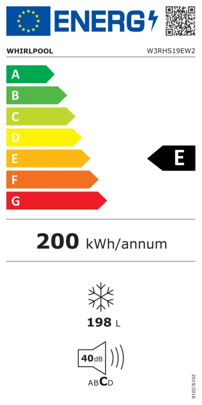 Whirlpool W3RHS19EW2 energielabel