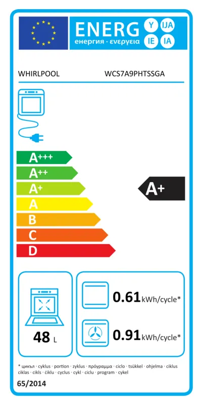 Whirlpool WCS7A9PHTSSGA energielabel