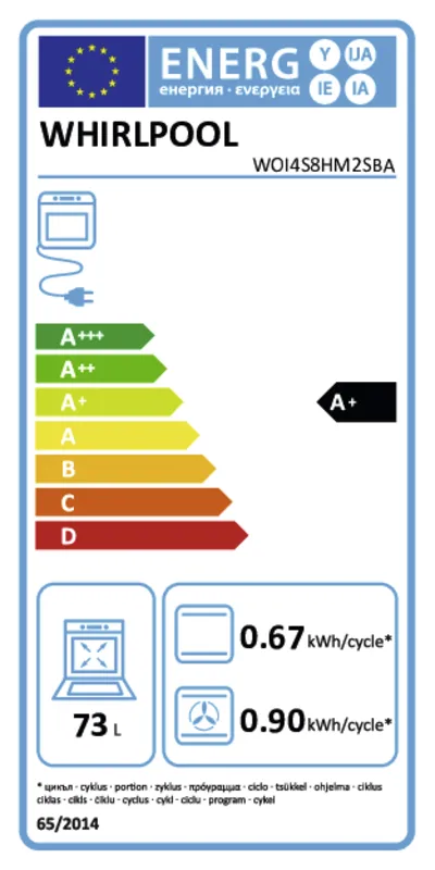 Whirlpool WOI4S8HM2SBA energielabel
