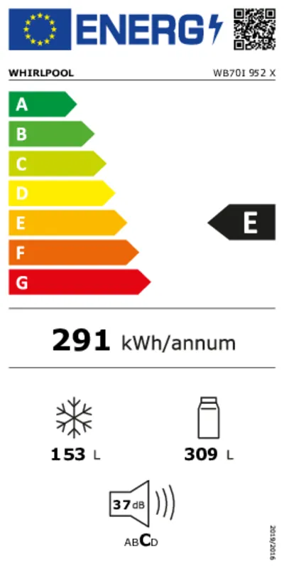 Whirlpool WB70I952X energielabel