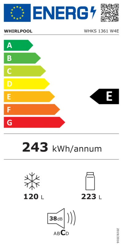 Whirlpool WHKS 1361 W4E energielabel