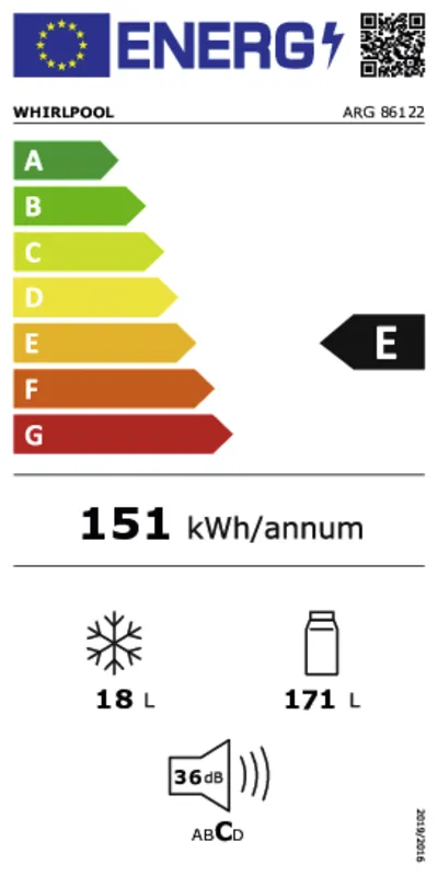 Whirlpool ARG86122 energielabel