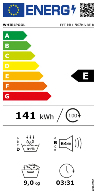 Whirlpool FFT M11 9X2BS BE R energielabel
