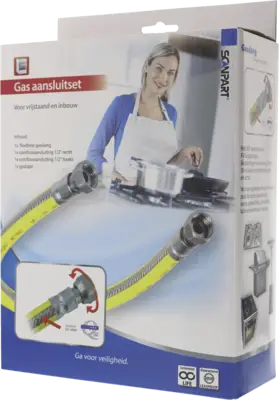 GAS AANSL.SET RVS-FLEX 75CM
