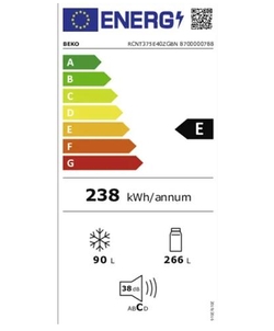 Beko RCNT375E40ZGBN koel / vriescombinatie