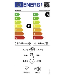 Samsung WD11DB7B85GWU3 wasmachine